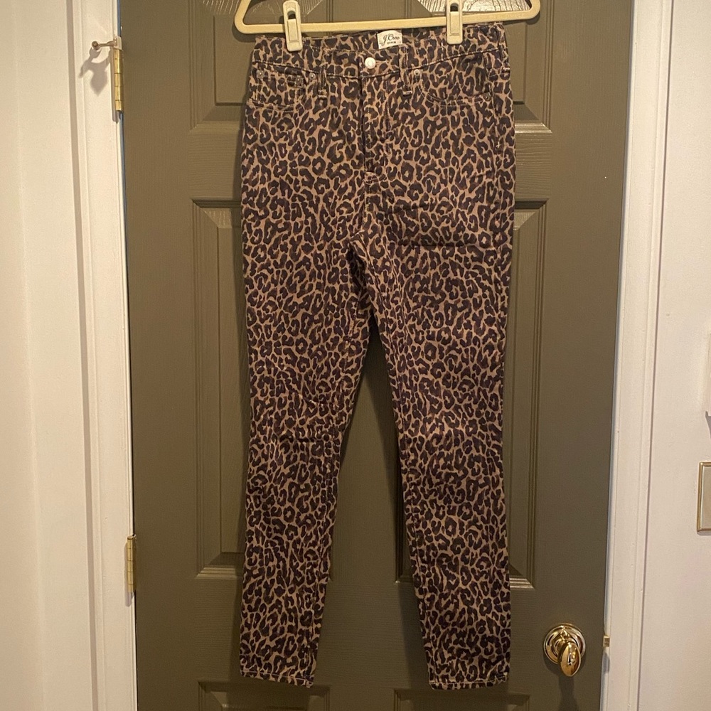 J.Crew Leopard Toothpick 10 inch skinny jeans